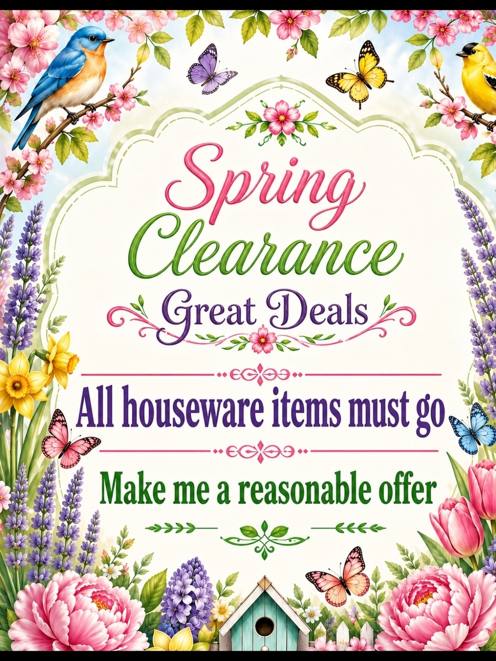 Spring Clearance Floral Sign Art Print